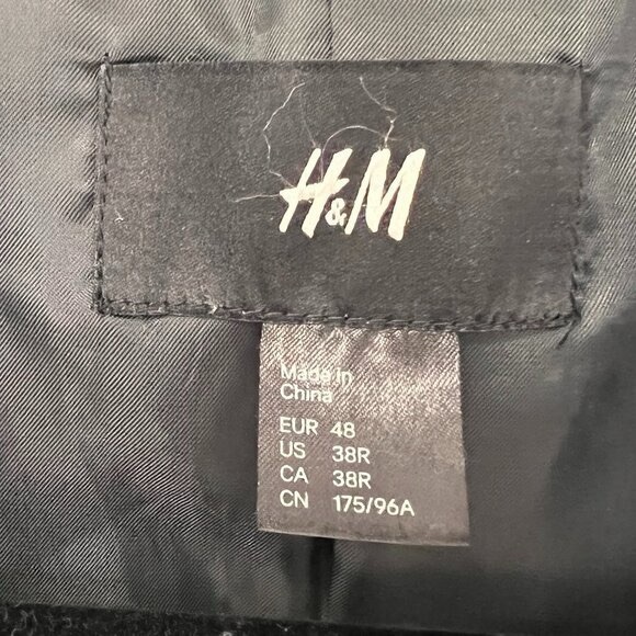 H &M Tweed Men's Blazer Grey Pinstripe Wool Blend Sz 38R - Picture 4 of 13